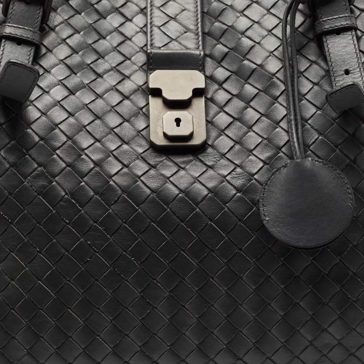 Pre Owned Bottega Veneta Grey Intrecciato Leather Medium Roma Tote