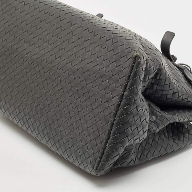 Pre Owned Bottega Veneta Grey Intrecciato Leather Medium Roma Tote
