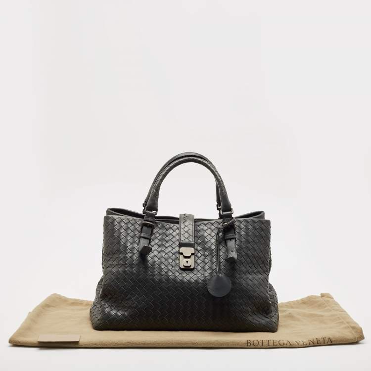 Pre Owned Bottega Veneta Grey Intrecciato Leather Medium Roma Tote