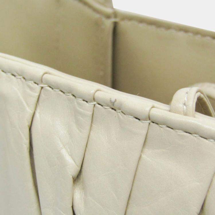 Pre Owned Bottega Veneta Beige Leather Arco Tote Bag