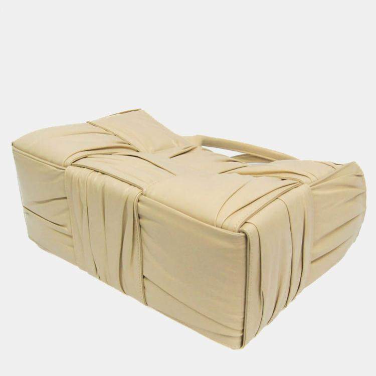 Pre Owned Bottega Veneta Beige Leather Arco Tote Bag