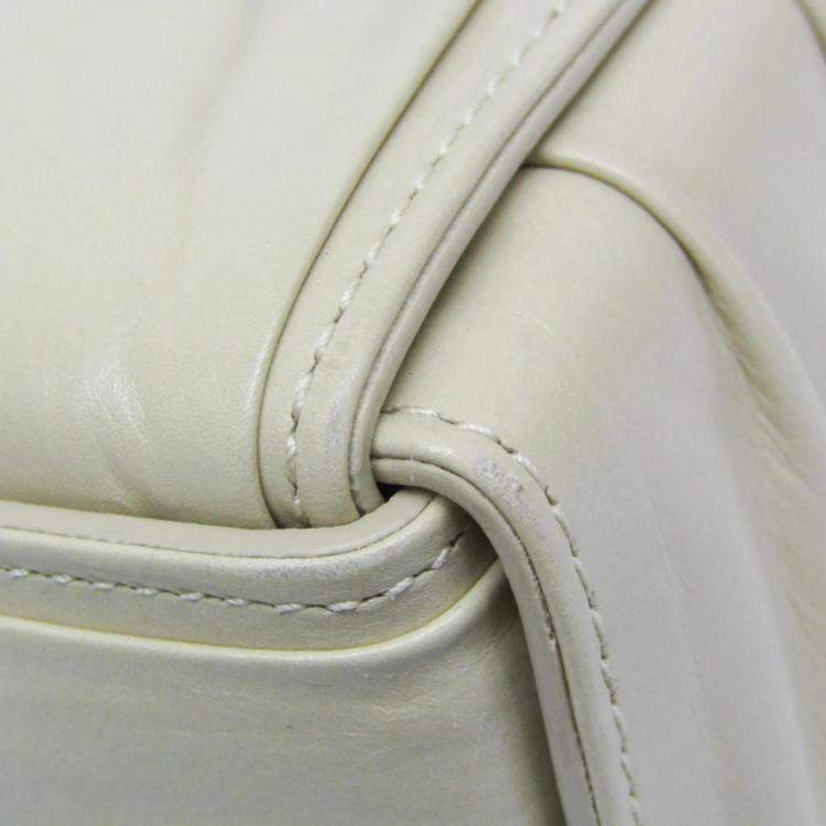 Pre Owned Bottega Veneta Beige Leather Arco Tote Bag