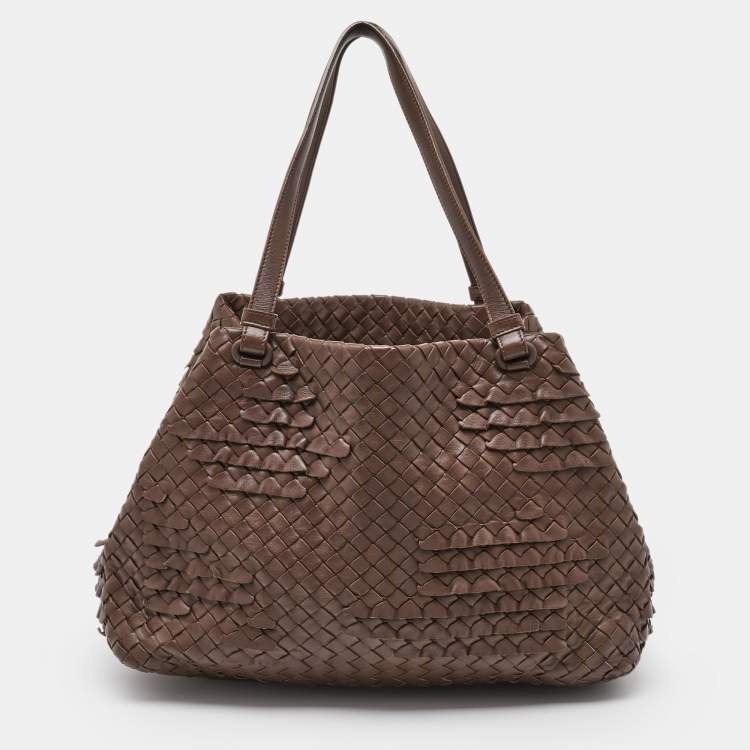 Pre Owned Bottega Veneta Dark Brown Intrecciato Leather Cesta Tote