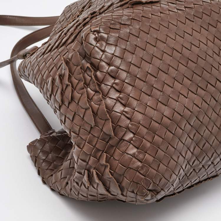 Pre Owned Bottega Veneta Dark Brown Intrecciato Leather Cesta Tote