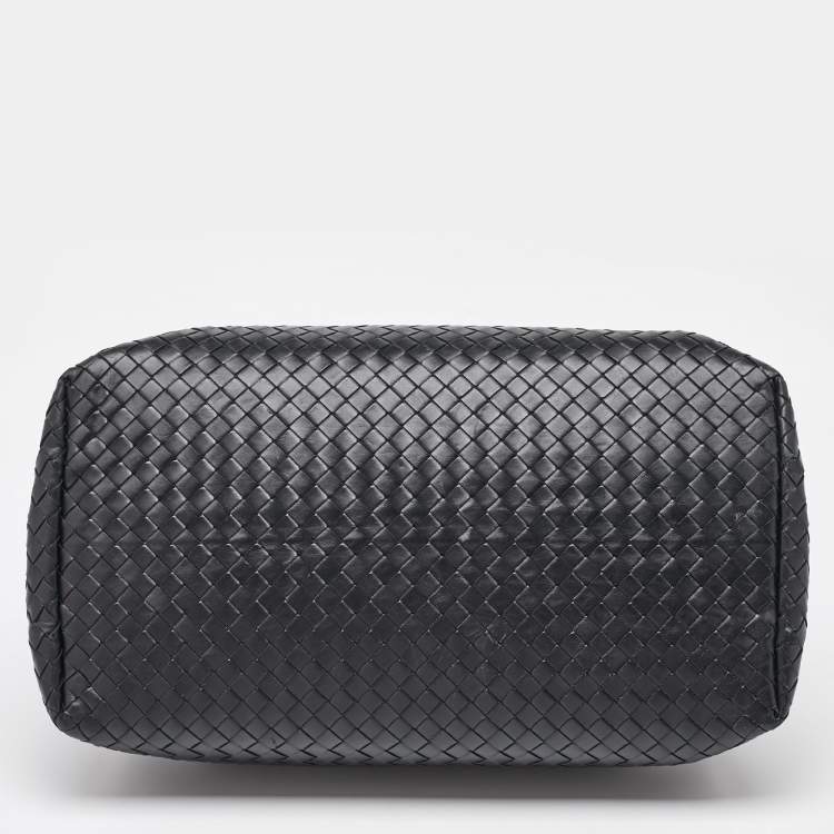 Pre Owned Bottega Veneta Black Intrecciato Leather Roma Tote
