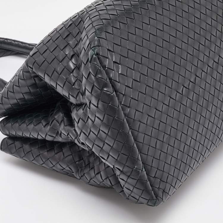 Pre Owned Bottega Veneta Black Intrecciato Leather Roma Tote