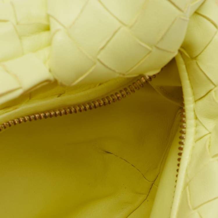 Pre Owned Bottega Veneta Light Yellow Intrecciato Leather Mini Jodie Bag