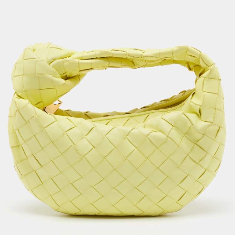 Pre Owned Bottega Veneta Light Yellow Intrecciato Leather Mini Jodie Bag