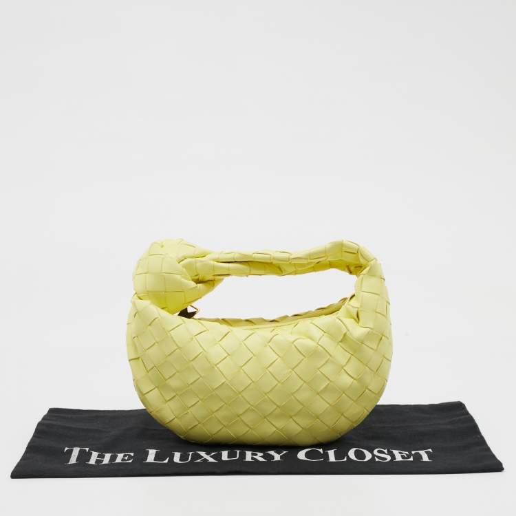 Pre Owned Bottega Veneta Light Yellow Intrecciato Leather Mini Jodie Bag