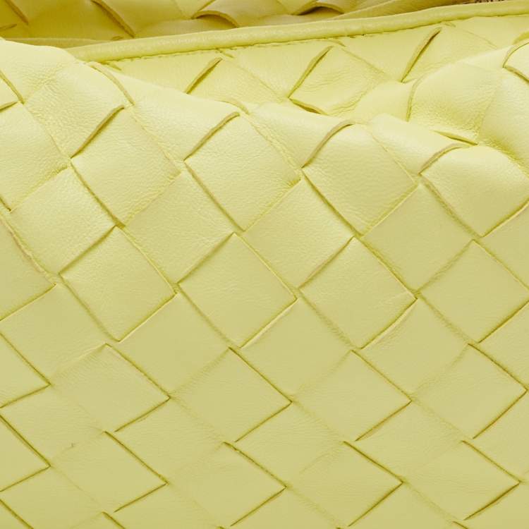 Pre Owned Bottega Veneta Light Yellow Intrecciato Leather Mini Jodie Bag
