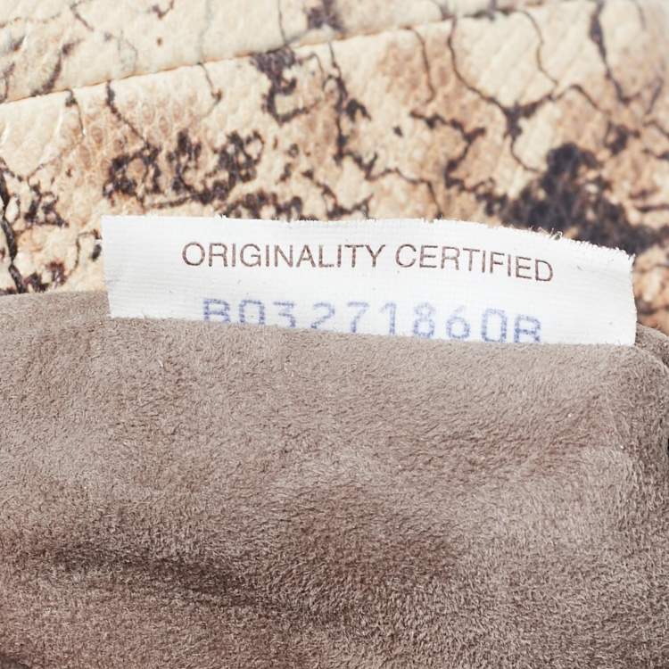 Pre Owned Bottega Veneta Cream/Brown Python Rialto Shoulder Bag