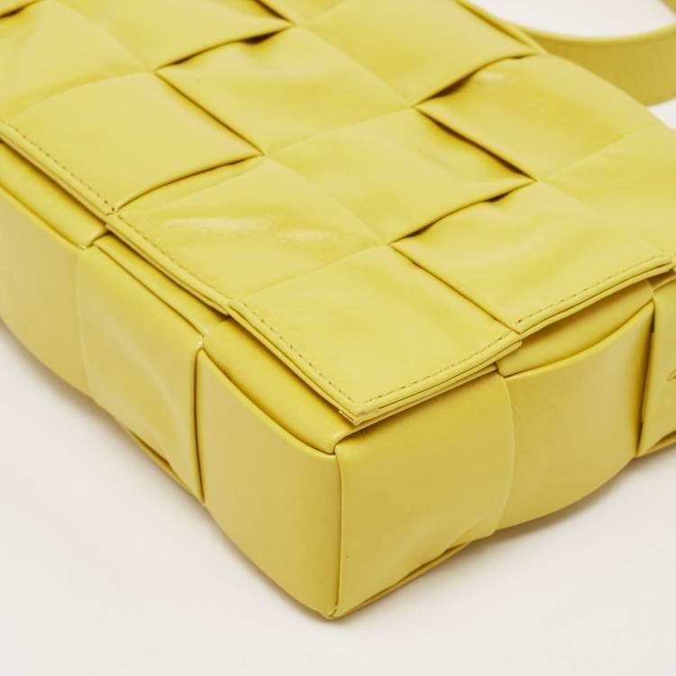 Pre Owned Bottega Veneta Yellow Leather Cassette Shoulder Bag