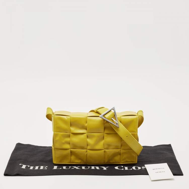 Pre Owned Bottega Veneta Yellow Leather Cassette Shoulder Bag