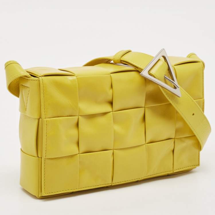 Pre Owned Bottega Veneta Yellow Leather Cassette Shoulder Bag