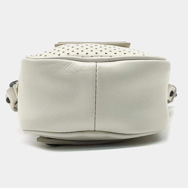 Pre Owned Bottega Veneta White Leather Crossbody Bag