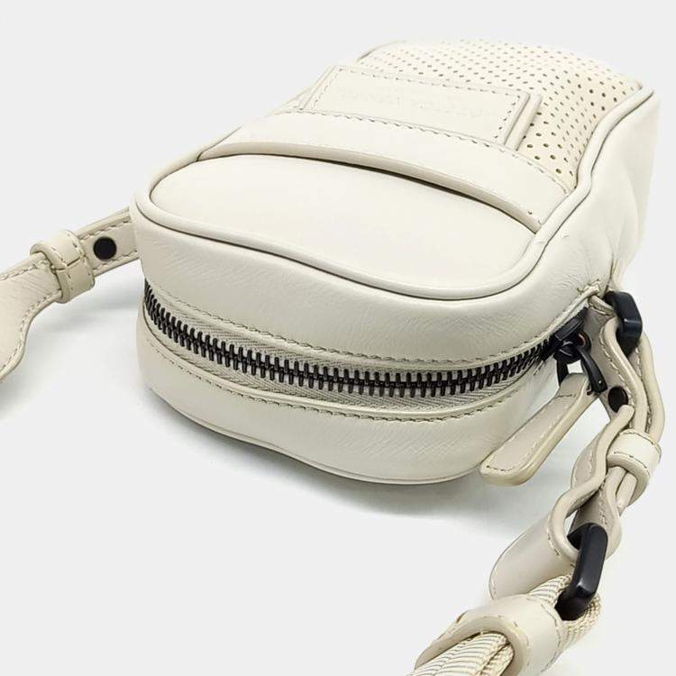 Pre Owned Bottega Veneta White Leather Crossbody Bag