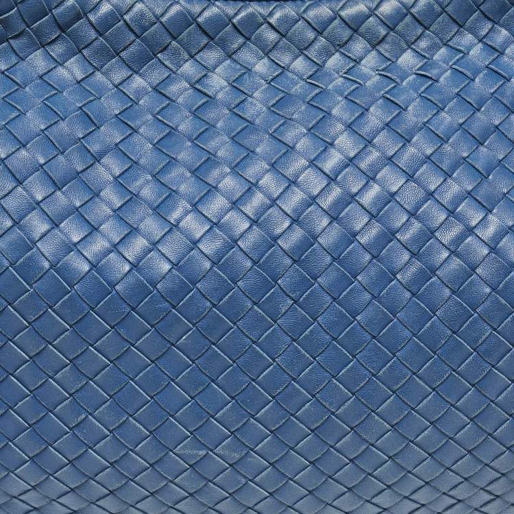 Pre Owned Bottega Veneta Blue Intrecciato Leather Large Veneta Hobo