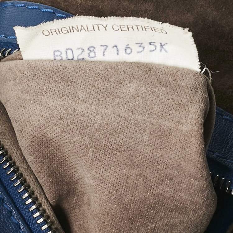 Pre Owned Bottega Veneta Blue Intrecciato Leather Large Veneta Hobo