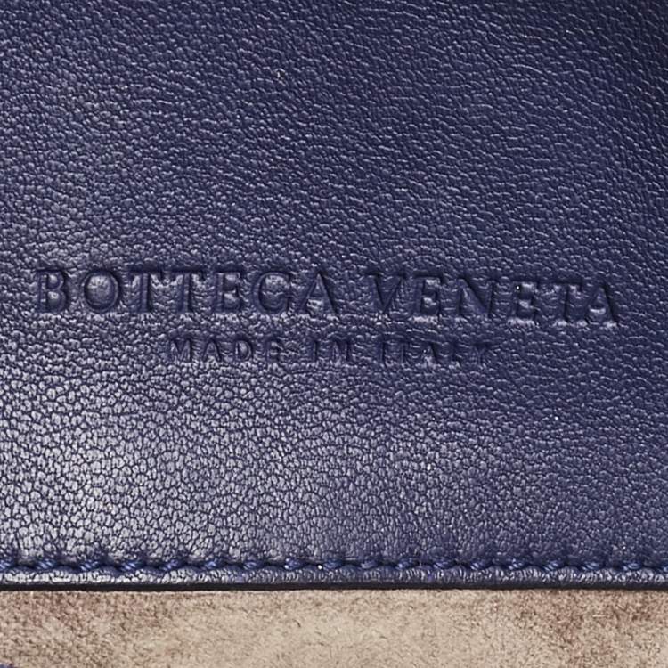 Pre Owned Bottega Veneta Navy Blue Intrecciato Leather Small Olimpia Shoulder Bag