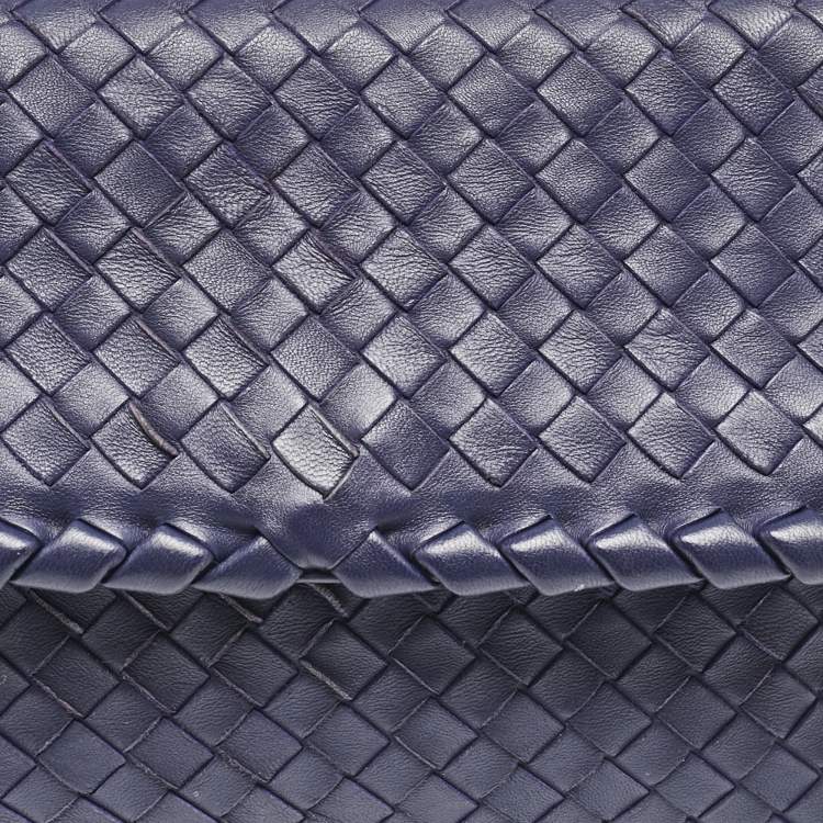 Pre Owned Bottega Veneta Navy Blue Intrecciato Leather Small Olimpia Shoulder Bag