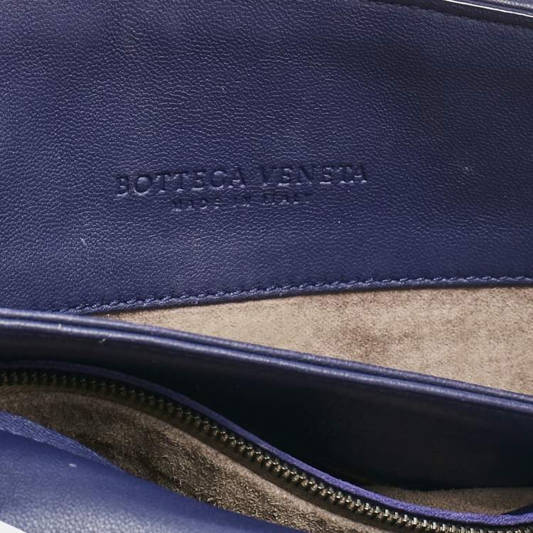 Pre Owned Bottega Veneta Navy Blue Intrecciato Leather Small Olimpia Shoulder Bag