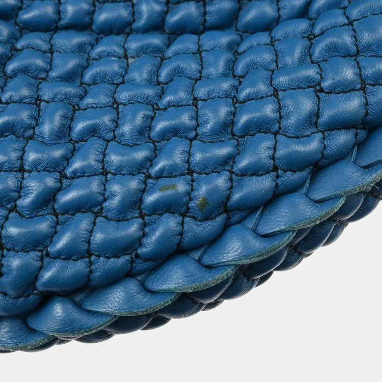 Pre Owned Bottega Veneta Blue Leather Intrecciato Hobo Bag