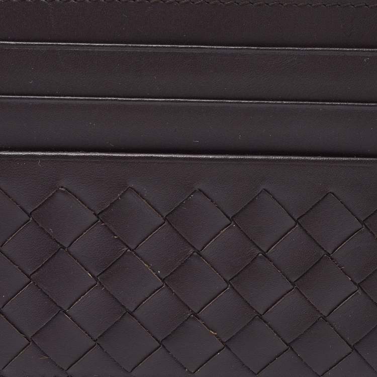 مملوكة مسبقًا Bottega Veneta Brown Intrecciato Leather Card Holder