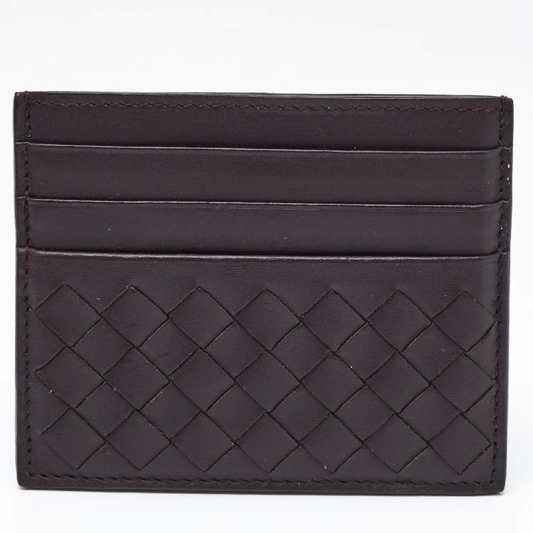 مملوكة مسبقًا Bottega Veneta Brown Intrecciato Leather Card Holder
