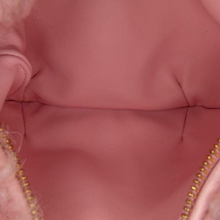 Pre Owned Bottega Veneta Pink Mini Shearling Jodie Bag