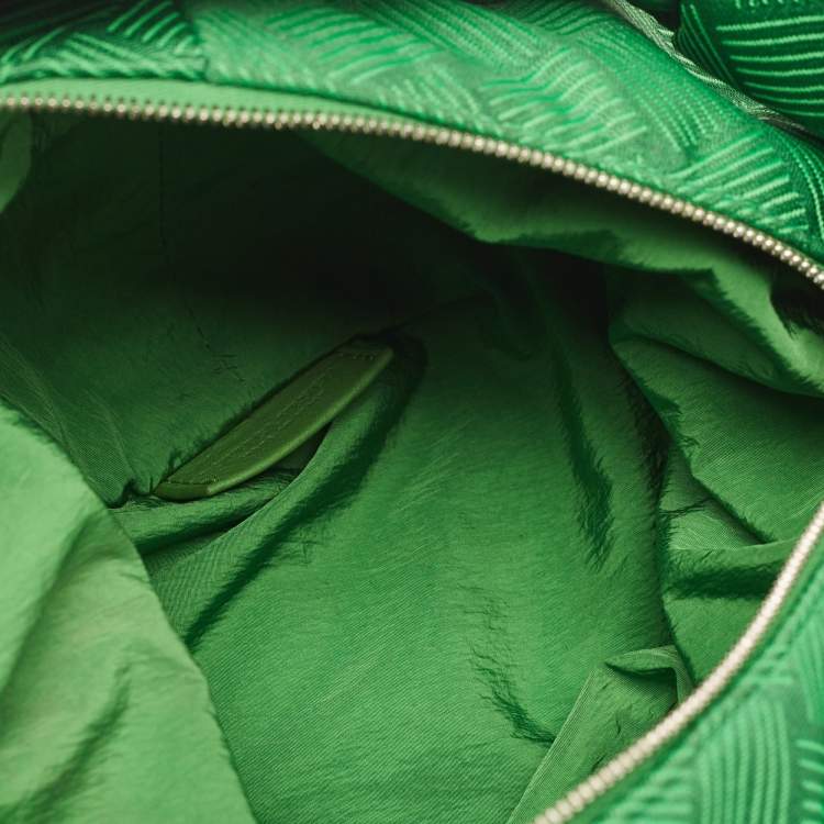 Pre Owned Bottega Veneta Green Jacquard Mini Double Knot Hobo
