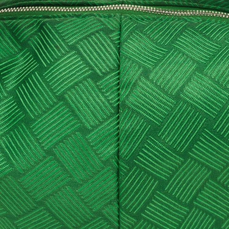 Pre Owned Bottega Veneta Green Jacquard Mini Double Knot Hobo
