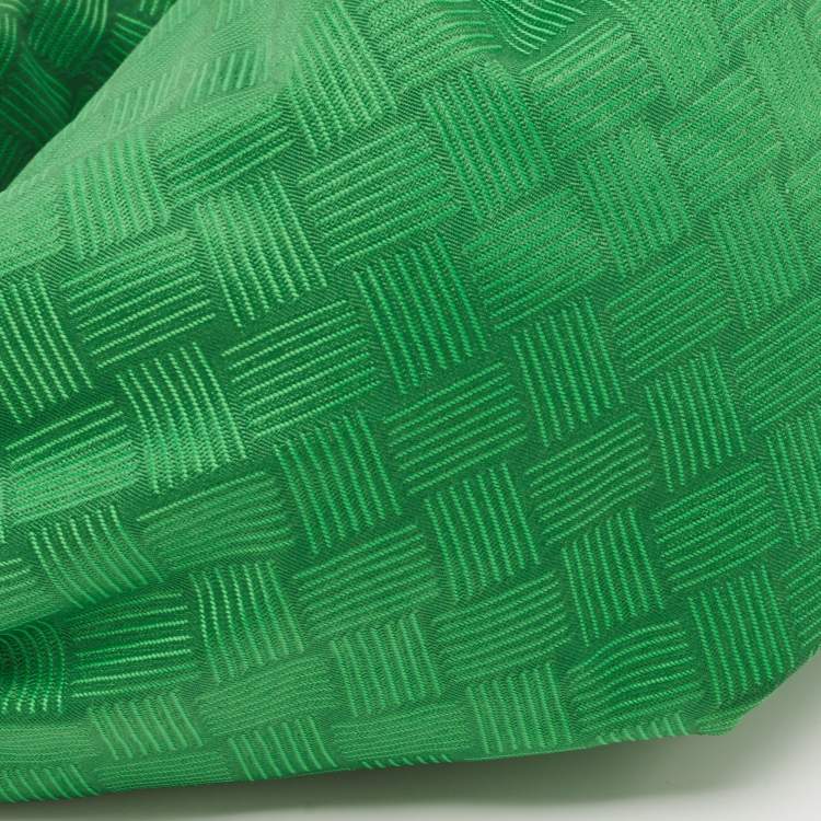 Pre Owned Bottega Veneta Green Jacquard Mini Double Knot Hobo