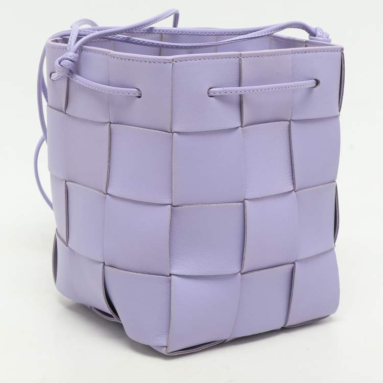 Pre Owned Bottega Veneta Purple Intrecciato Leather Cassette Bucket Bag