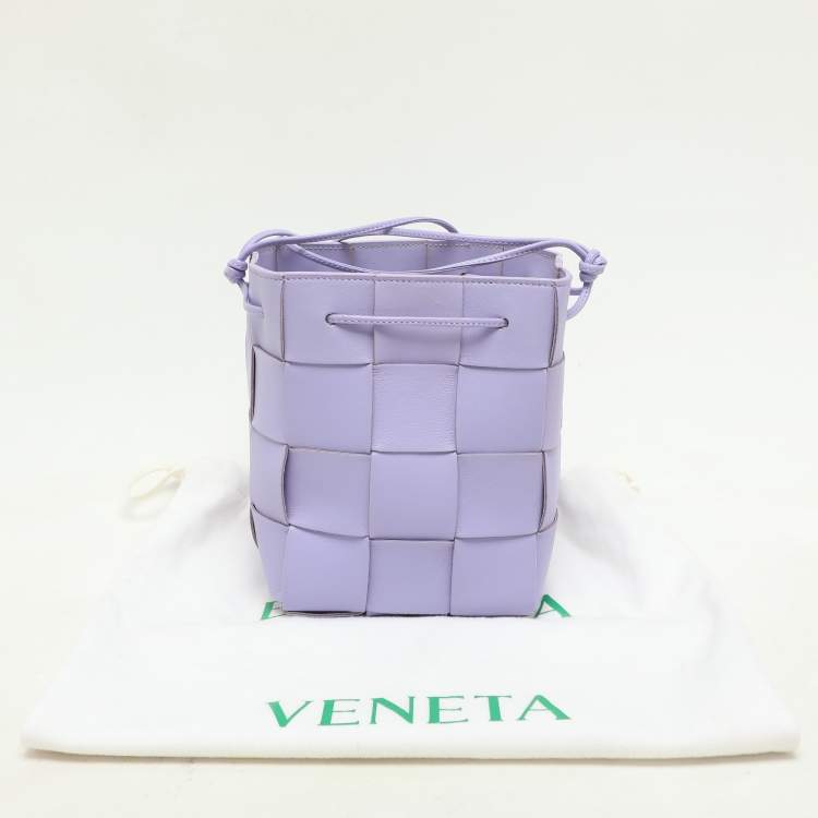 Pre Owned Bottega Veneta Purple Intrecciato Leather Cassette Bucket Bag