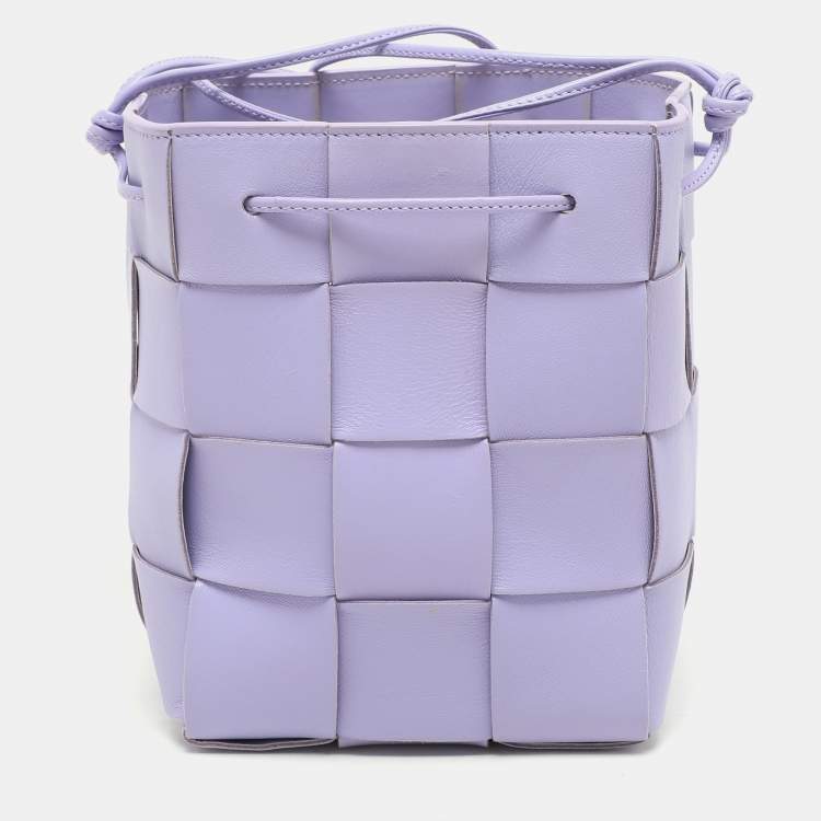 Pre Owned Bottega Veneta Purple Intrecciato Leather Cassette Bucket Bag