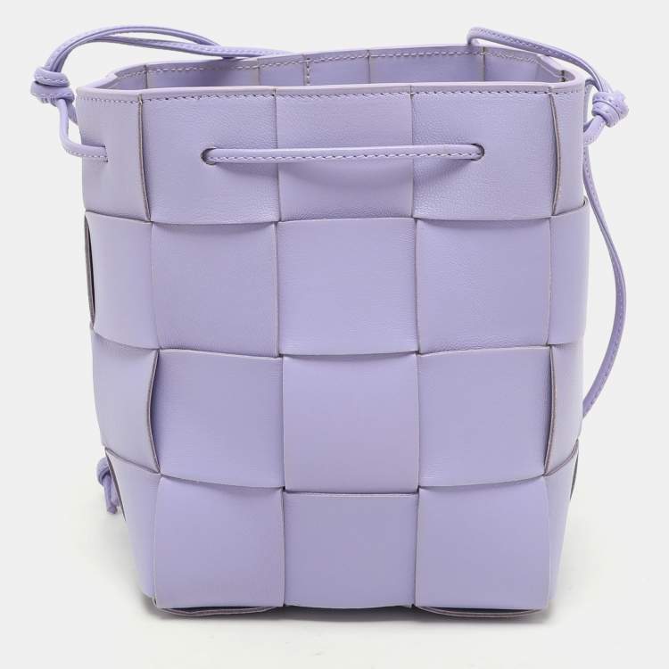 Pre Owned Bottega Veneta Purple Intrecciato Leather Cassette Bucket Bag