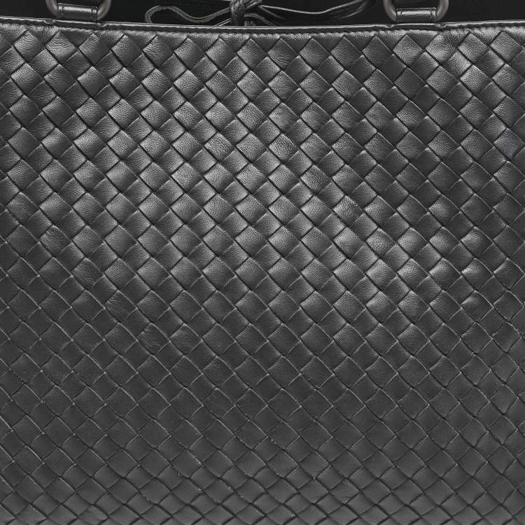 Pre Owned Bottega Veneta Black Intrecciato Leather Milano Tote