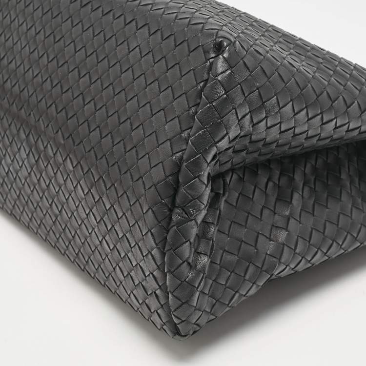 Pre Owned Bottega Veneta Black Intrecciato Leather Milano Tote