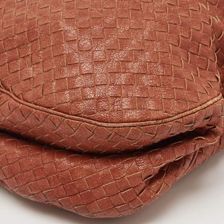 Pre Owned Bottega Veneta Rust Brown Intrecciato Leather Belly 76 Hobo