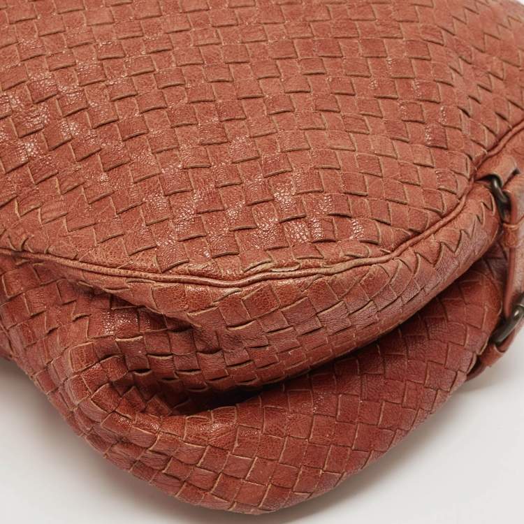 Pre Owned Bottega Veneta Rust Brown Intrecciato Leather Belly 76 Hobo