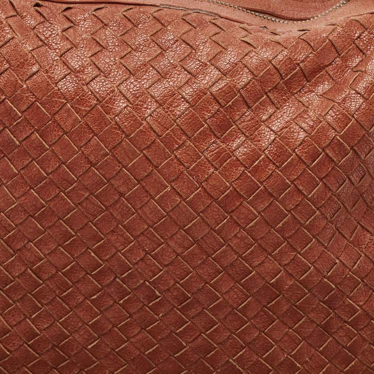 Pre Owned Bottega Veneta Rust Brown Intrecciato Leather Belly 76 Hobo