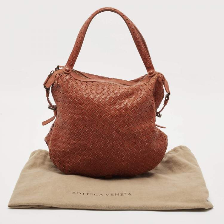 Pre Owned Bottega Veneta Rust Brown Intrecciato Leather Belly 76 Hobo