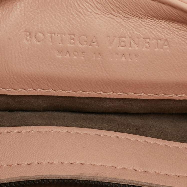 Pre Owned Bottega Veneta Peach Intrecciato Leather Flap Crossbody Bag