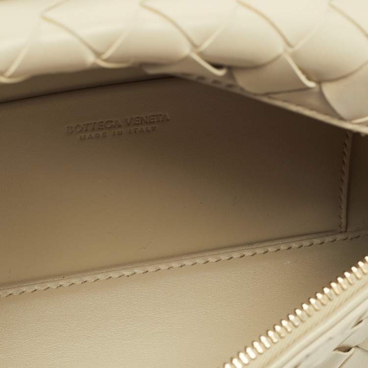 Pre Owned Bottega Veneta Sea Salt Intrecciato Leather Bang Bang Vanity Case Bag