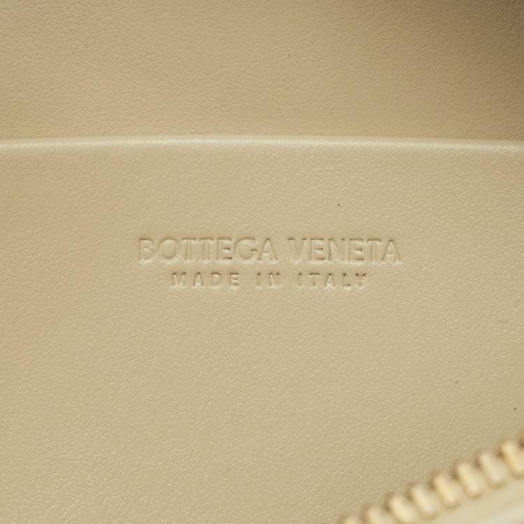 Pre Owned Bottega Veneta Sea Salt Intrecciato Leather Bang Bang Vanity Case Bag