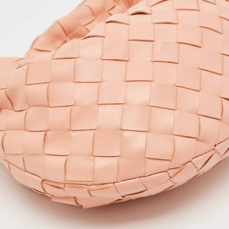 Pre Owned Bottega Veneta Peach Intrecciato Leather Mini Jodie Hobo