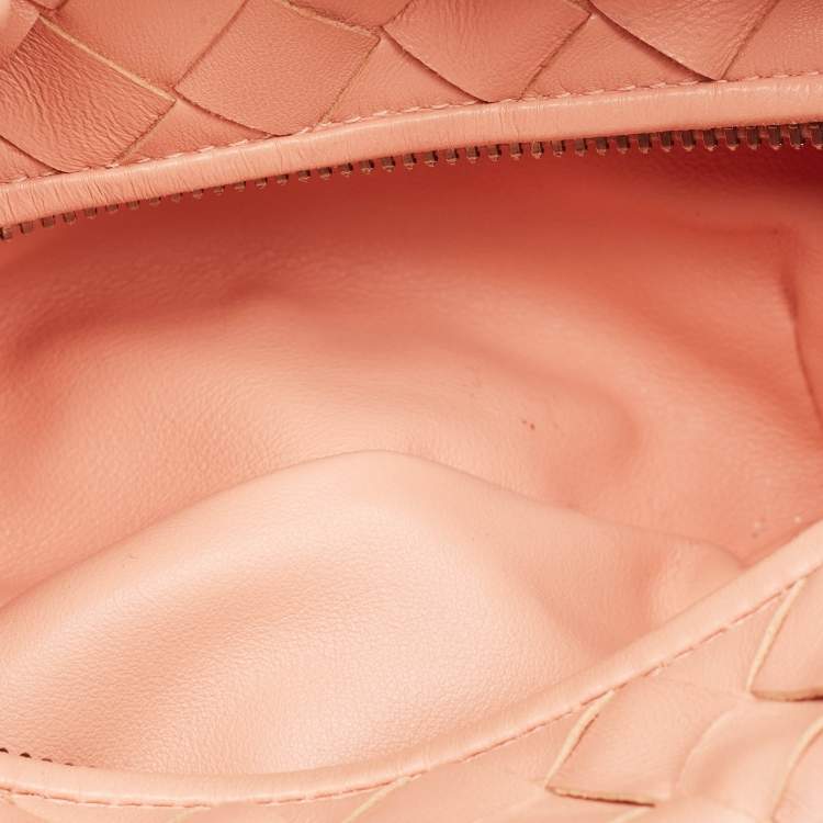 Pre Owned Bottega Veneta Peach Intrecciato Leather Mini Jodie Hobo
