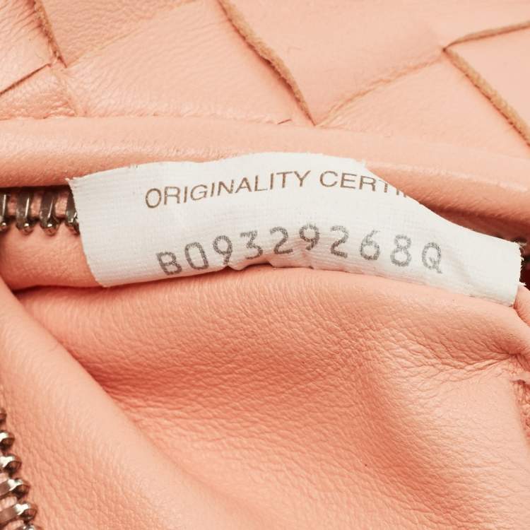 Pre Owned Bottega Veneta Peach Intrecciato Leather Mini Jodie Hobo