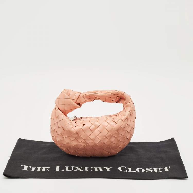 Pre Owned Bottega Veneta Peach Intrecciato Leather Mini Jodie Hobo