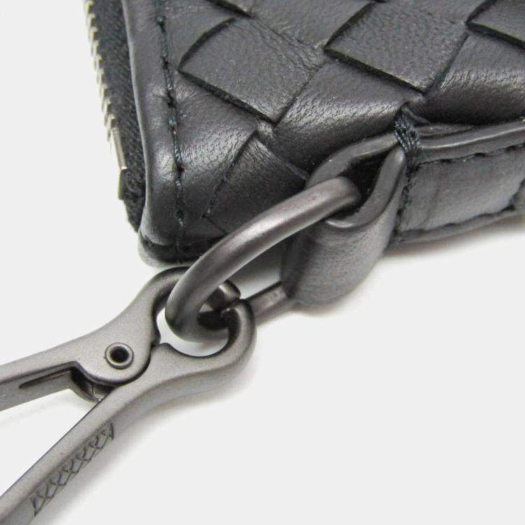 Pre Owned Bottega Veneta Black Intrecciato Fringed Leather Chain Shoulder Bag
